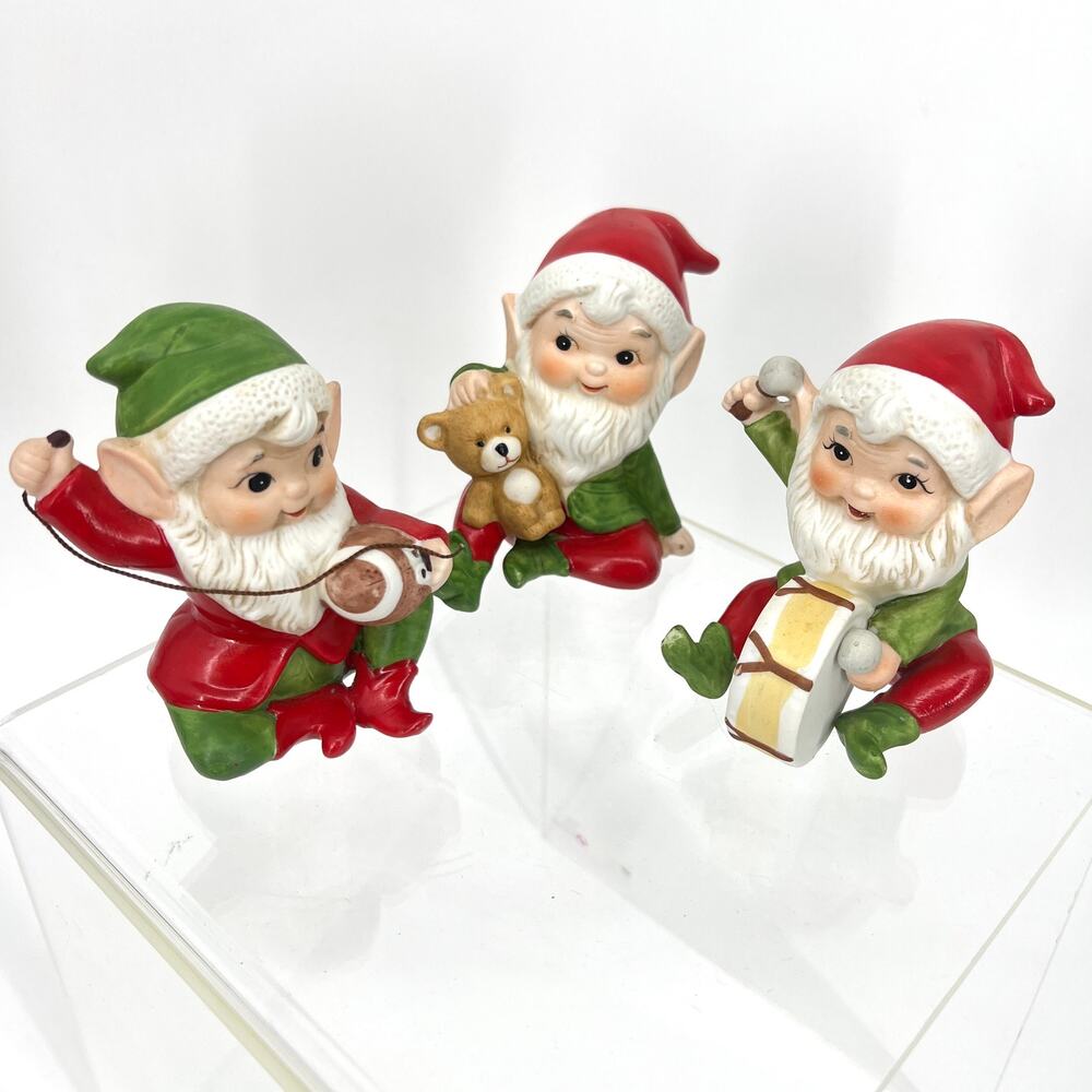 Vintage Homeco USA Christmas Elf Santa's Workshop Elves 5618 Set of 3 Kitschy